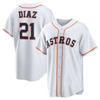 H.Astros #21 Yainer Diaz White Home Replica Jersey