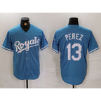 KC.Royals #13 Salvador Perez Light Blue Cool Base Stitched Jersey