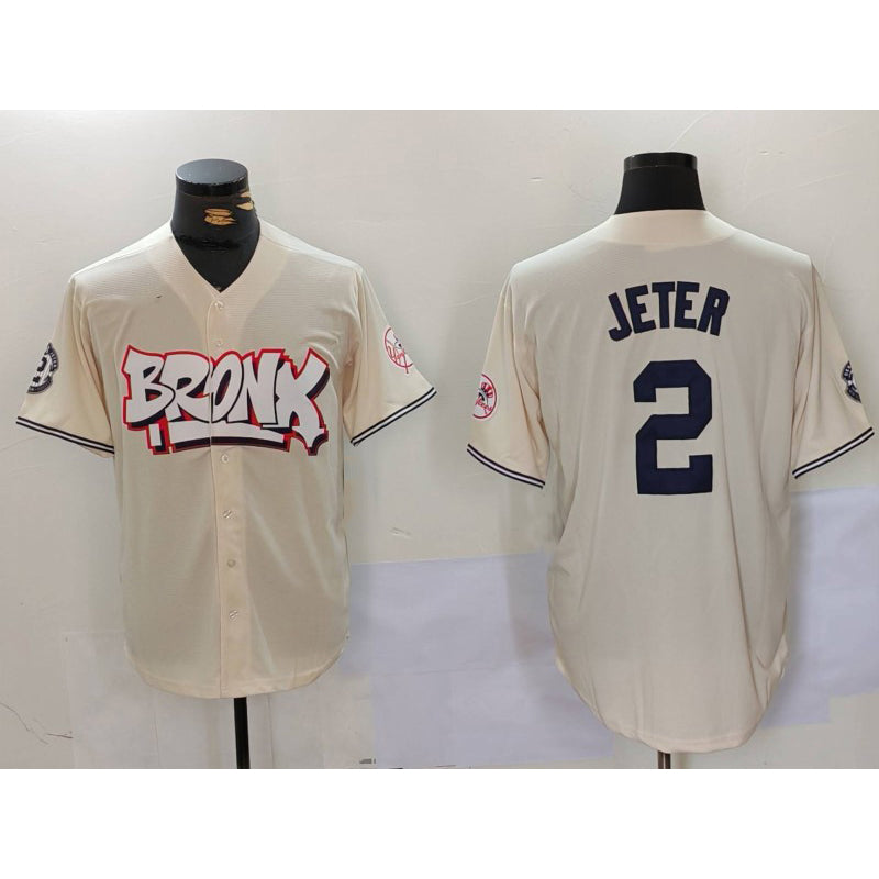 NY.Yankees #2 Derek Jeter Cream Limited 2 Stitched  Jersey