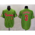 P.Phillies #3 Bryce Harper Number Green With Patch Stitched Cool Base Jersey