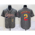 H.Astros #2 Alex Bregman Number Grey Gridiron Cool Base Stitched  Jersey
