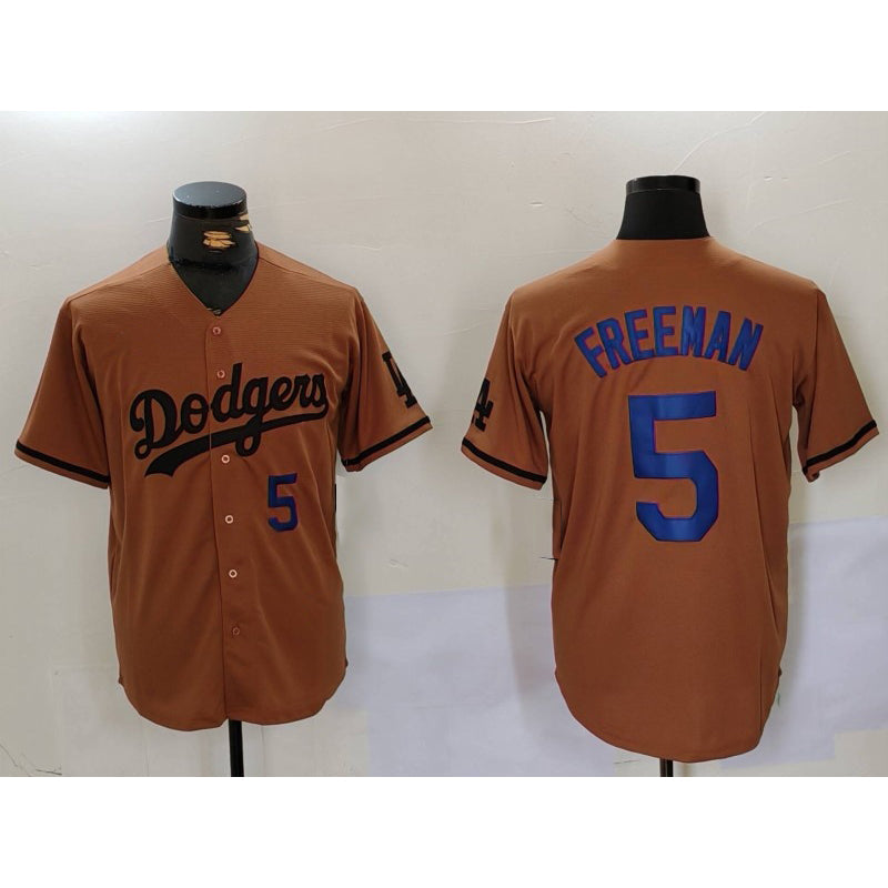 LA.Dodgers #5 Freddie Freeman Number Olive Cool Base Limited Stitched Jersey