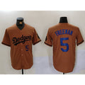 LA.Dodgers #5 Freddie Freeman Number Olive Cool Base Limited Stitched Jersey