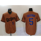 LA.Dodgers #5 Freddie Freeman Number Olive Cool Base Limited Stitched Jersey