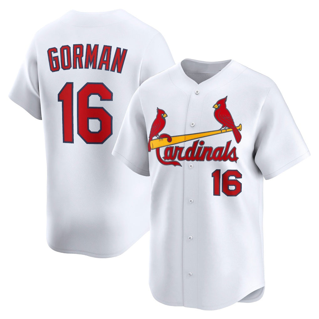 St. Louis Cardinals #16 Nolan Gorman White Home Limited Player Jersey