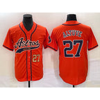 H.Astros #27 Jose Altuve Number White Orange Split Stitched  Jersey