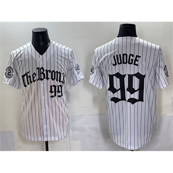 NY.Yankees #99 Aaron Judge White Pinstripe 'Gothic Legacy Edition' Vapor Premier Limited Stitched  Jersey