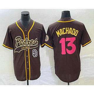SD.Padres #13 Manny Machado Brown NEW 2023 City Connect Cool Base Stitched Jersey