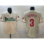 P.Phillies #3 Bryce Harper Cream Phanatic Limited Stitched Jersey