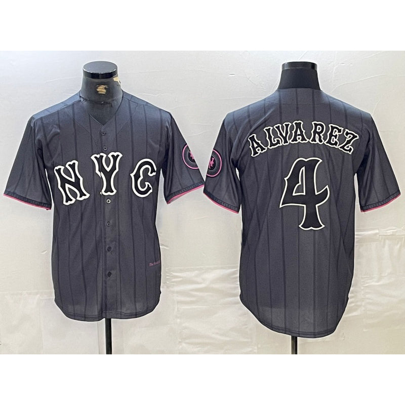 NY.Mets #4 Francisco Alvarez Gray 2024 City Connect Cool Base Stitched Jersey