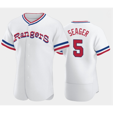 T.Rangers #5 Corey Seager White Throwback Stitched Flex Base Jersey