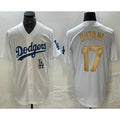 LA.Dodgers #17 Shohei Ohtani White Gold Stitched Cool 2 Base Jersey