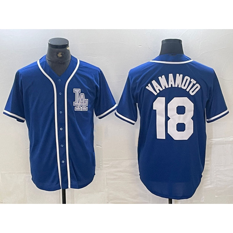 LA.Dodgers #18 Yoshinobu Yamamoto Blue Cool Base Stitched Jersey