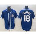 LA.Dodgers #18 Yoshinobu Yamamoto Blue Cool Base Stitched Jersey
