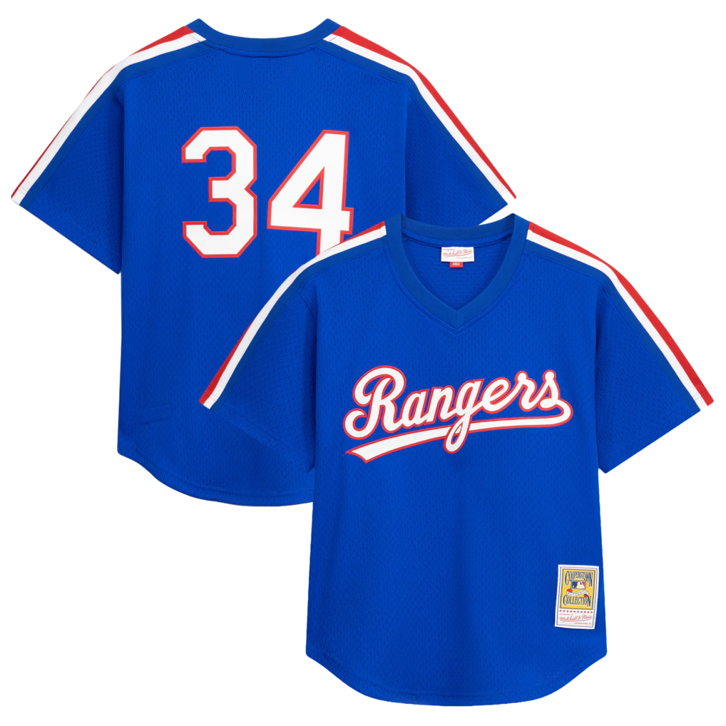 T.Rangers #34 Nolan Ryan Mitchell & Ness Royal Big & Tall Cooperstown Mesh Batting Practice Jersey