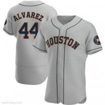 H.Astros #44 Yordan Alvarez Authentic Gray Road Jerseys