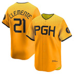 P.Pirates #21 Roberto Clemente Gold City Connect Limited Player Jersey