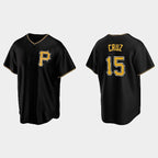 P.Pirates #15 Oneil Cruz Black Alternate Team Logo Cool Base Jersey