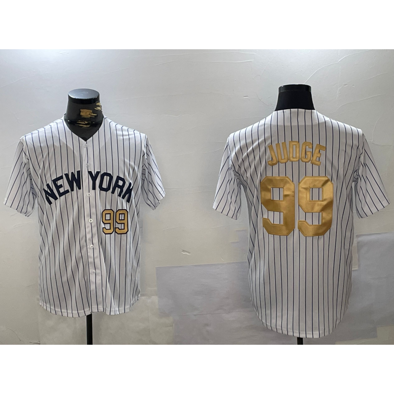 NY.Yankees #99 Aaron Judge White Pinstripe Fashion Cool Base Jerseys
