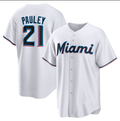 M.Marlins #21 Graham Pauley White Home Replica Jersey