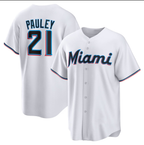 M.Marlins #21 Graham Pauley White Home Replica Jersey