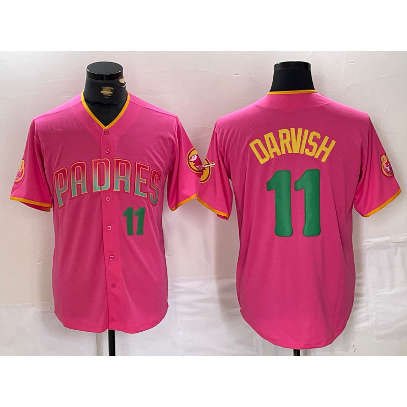 SD.Padres #11 Yu Darvish Pink Player Number Fashion Jersey