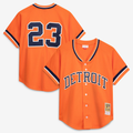 D.Tigers #23 Kirk Gibson Mitchell & Ness Orange Cooperstown Collection Mesh Batting Practice Button-Up Jersey