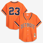 D.Tigers #23 Kirk Gibson Mitchell & Ness Orange Cooperstown Collection Mesh Batting Practice Button-Up Jersey