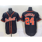 D.Tigers #24 Miguel Cabrera Black With Patch Cool Base Stitched Jersey