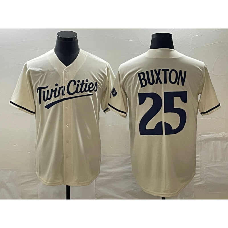 M.Twins #25 Byron Buxton 2023 Cream Cool Base Stitched Jersey