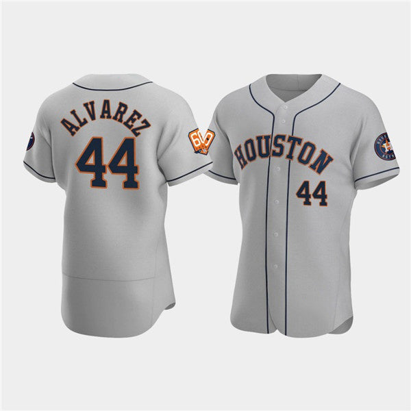 H.Astros #44 Yordan Alvarez Gray 60th Anniversary Flex Base Stitched  Jersey