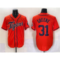 D.Tigers #31 Riley Greene Orange With Patch Cool Base Stitched Jersey
