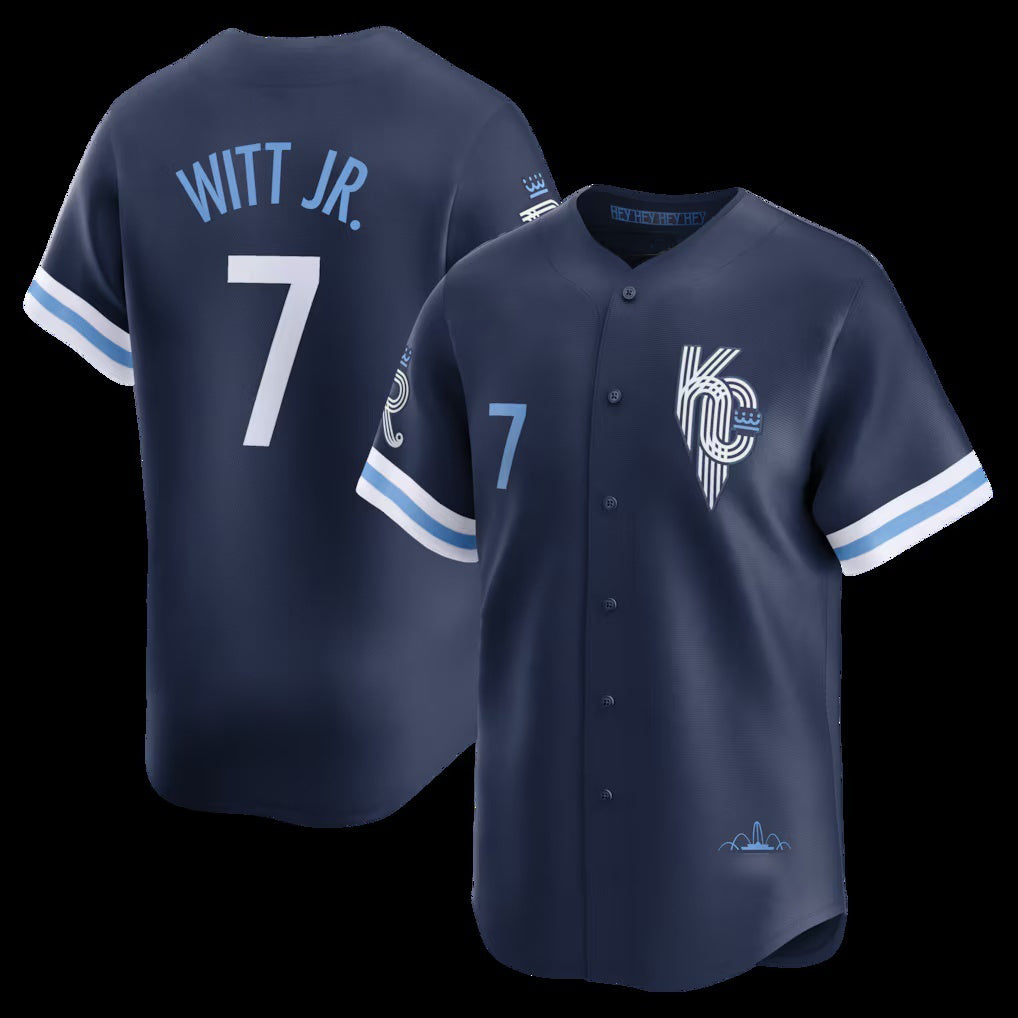 KC.Royals #7 Bobby Witt Jr.Navy City Connect Limited Player Jersey
