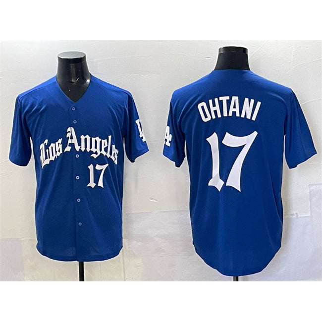 LA.Dodgers #17 Shohei Ohtani Blue 2025 LA Gothic Style With Fernando Patch Vapor Premier Limited Stitched Jersey