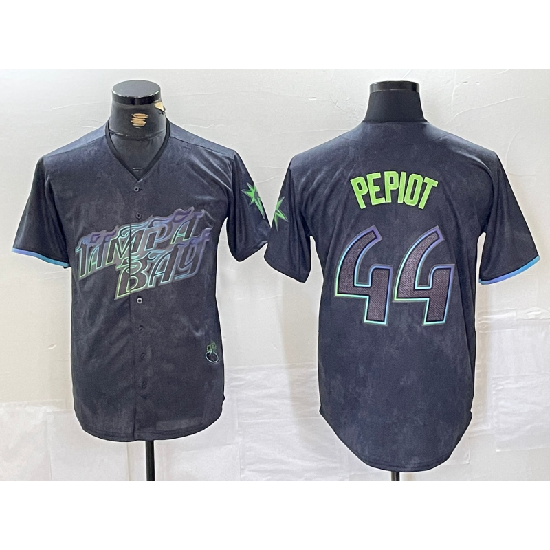 TB.Rays #44 Ryan Pepiot Charcoal 2024 City Connect Limited Cool Base Jersey