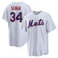 NY.Mets #34 Kodai Senga White-Royal Home Replica Player Jersey