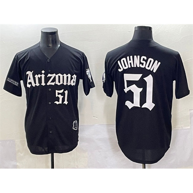 A.Diamondbacks #51 Randy Johnson Black 'Gothic Desert Fang Edition' Vapor Premier Limited Stitched Jersey