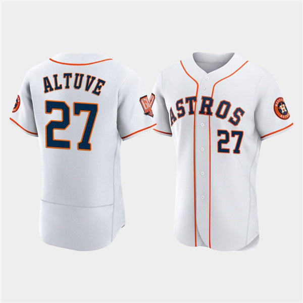 H.Astros #27 Jose Altuve White 60th Anniversary Flex Base Stitched  Jersey