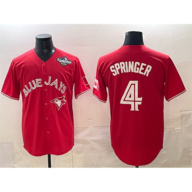 TB.Jays #4 George Springer Red 2025 World Series Cool Base Stitched Jersey