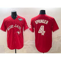 TB.Jays #4 George Springer Red 2025 World Series Cool Base Stitched Jersey