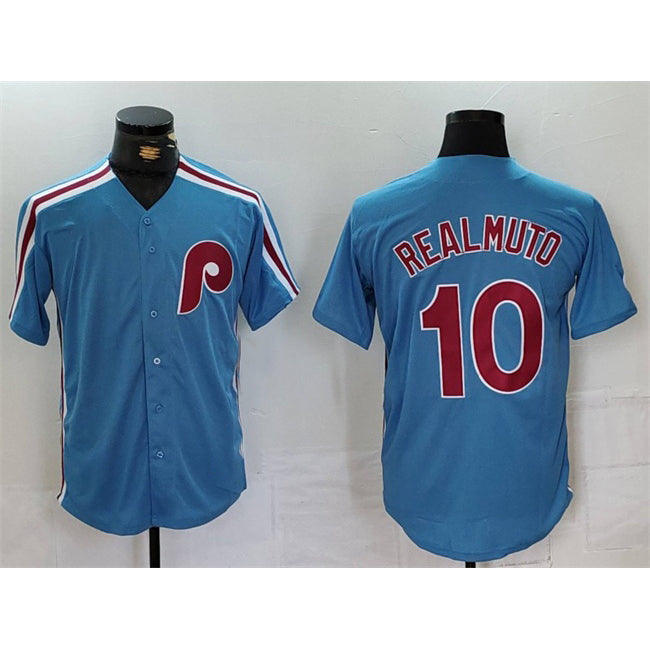 P.Phillies #10 J.T. Realmuto Blue Cool Base Stitched Jersey