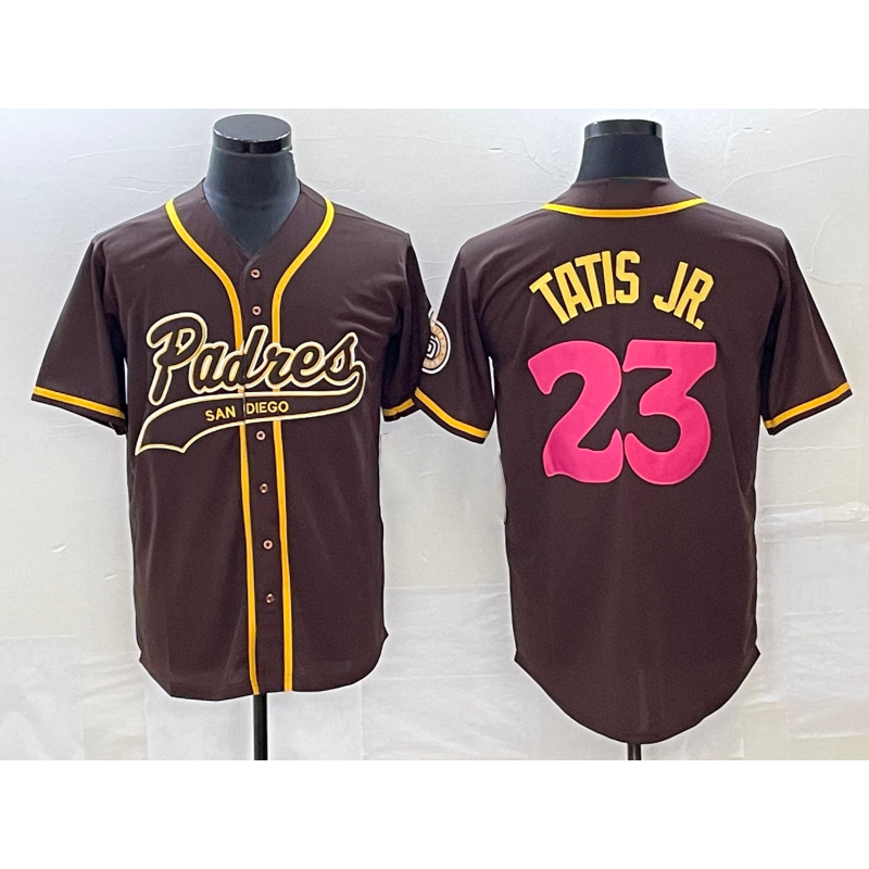 SD.Padres #23 Fernando Tatis Jr. Brown NEW 2023 City Connect Cool Base 2 Stitched Jersey