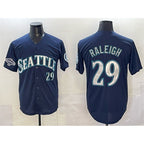 S.Mariners #29 Cal Raleigh Navy With 2025 AL West Division Champions Patch Limited Stitched jersey