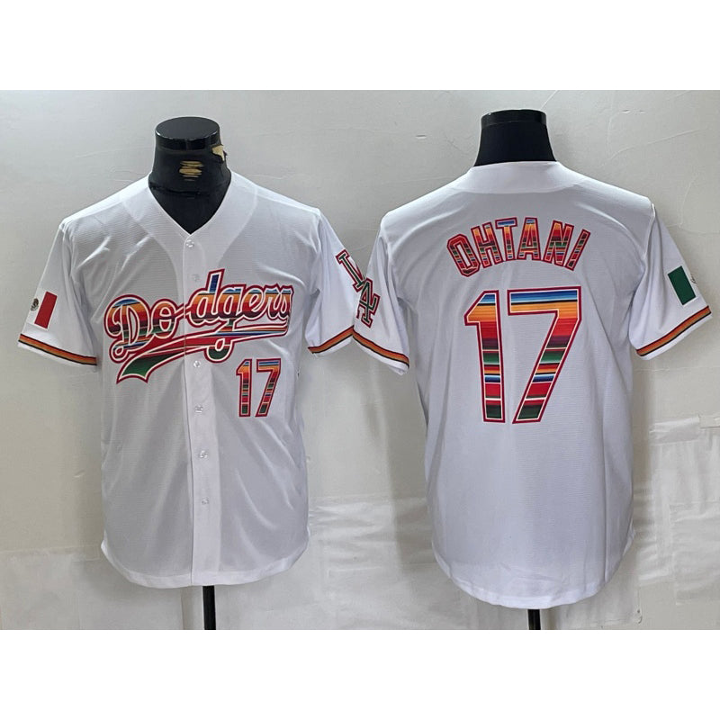 LA.Dodgers #17 Shohei Ohtani White Mexico Cool Base Stitched Jersey
