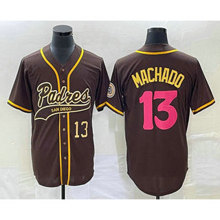 SD.Padres #13 Manny Machado Number Brown NEW 2023 City Connect Cool Base Stitched Jersey