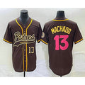 SD.Padres #13 Manny Machado Number Brown NEW 2023 City Connect Cool Base Stitched Jersey