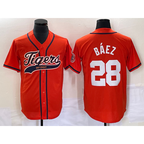 D.Tigers #28 Javier Baez Orange Cool Base Stitched Jersey