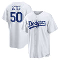 LA.Dodgers #50 Mookie Betts White Home Replica Player Name Jersey
