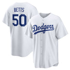 LA.Dodgers #50 Mookie Betts White Home Replica Player Name Jersey