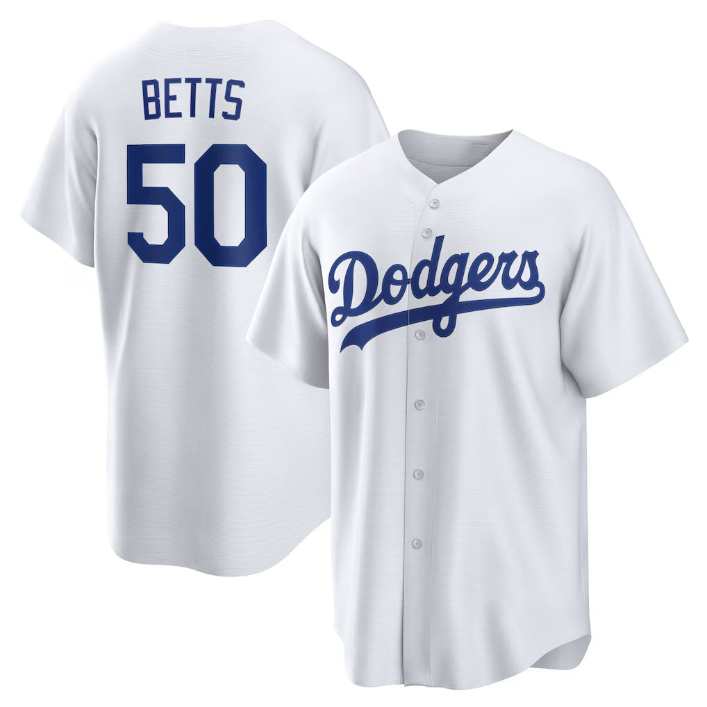 LA.Dodgers #50 Mookie Betts White Home Replica Player Name Jersey